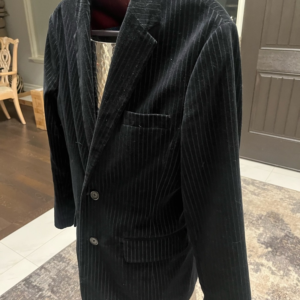 Mens vintage guess black velvet pin stripe blazer size small